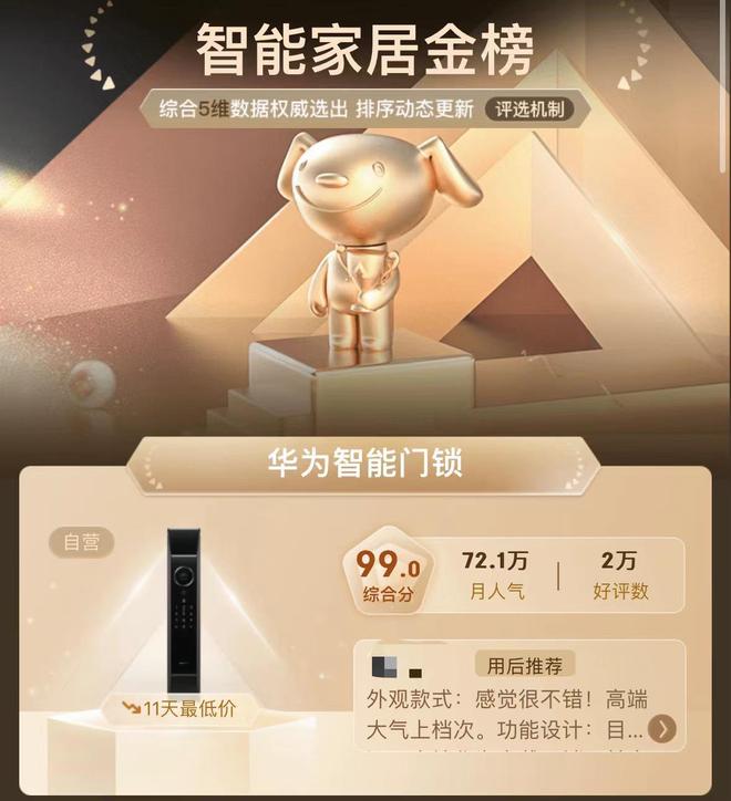 betway必威荣登智能家居金榜！华为智能门锁系列 618 至高优惠 500 元(图1)